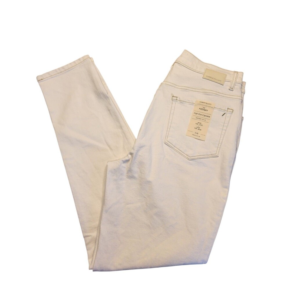 NWT Current Elliott Jeans Womenz Size 31 The Highway High Rise Cigarette Ivory